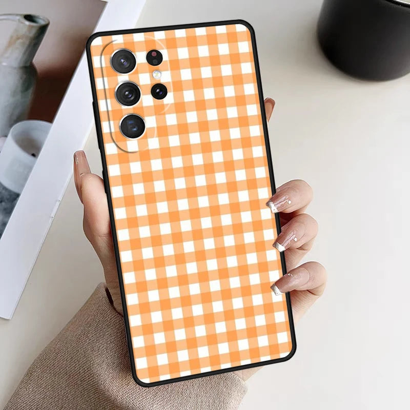 Phone Case For Samsung Galaxy S24 S23 S21fe S22 Ultra Plus Note 10 20 S8 S9 S10 Cover Pastel Gingham