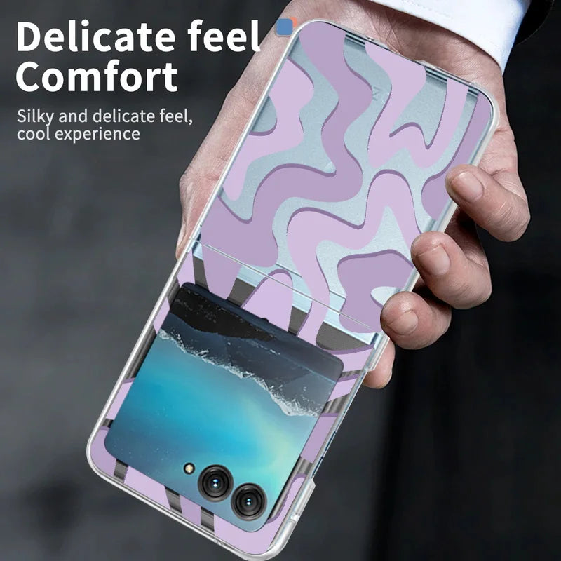 Stripe Pattern Clear Hard Phone Case For Motorola Razr 40 50 Ultra Fall Protection Folding Cover For Moto 40Ultra Razr40 Razr50