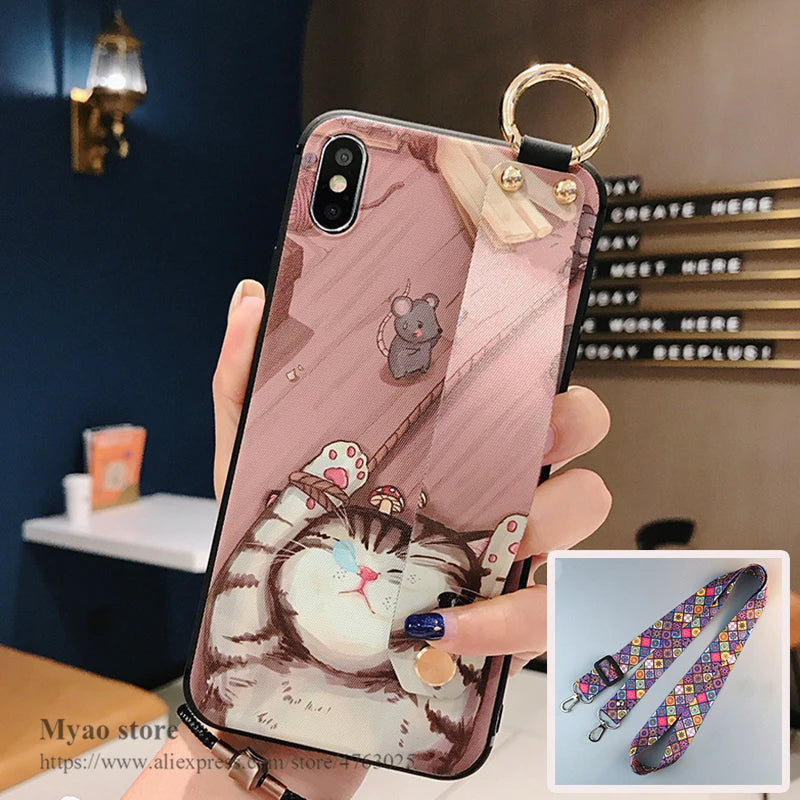 For Moto G55 35 75 15 34 14 84 05 Wrist Strap Case For Motorola Edge 40 50 60 Fusion Neo Pro 60 Stylus Ultra Long Lanyard Cover