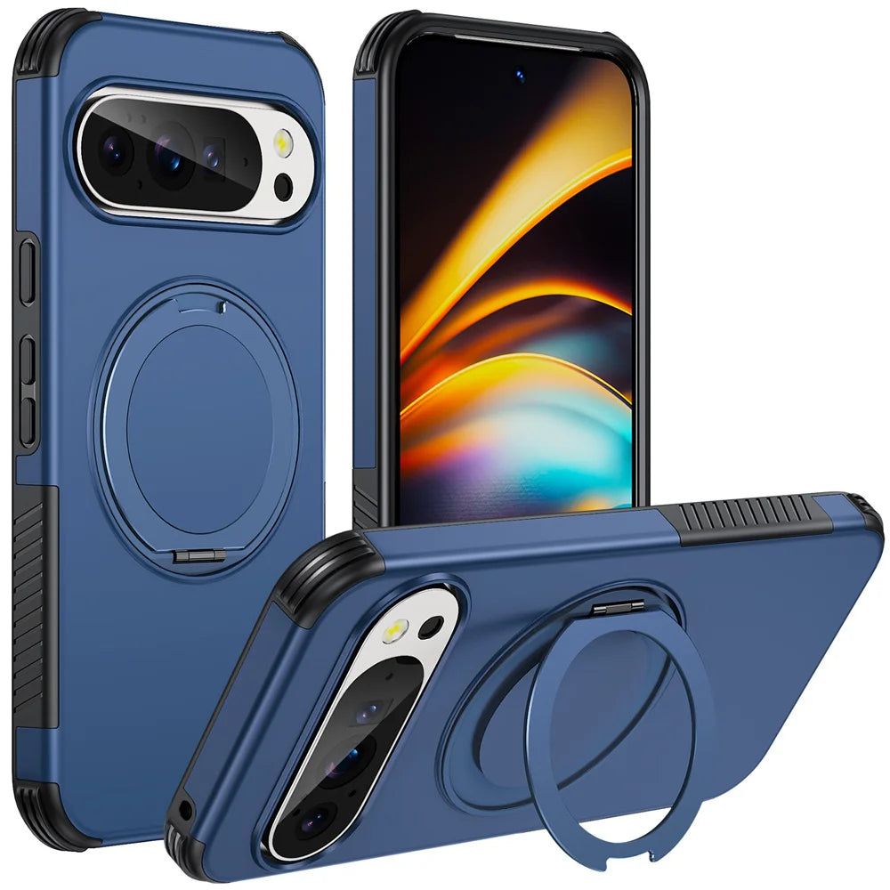 Luxury Magnet Rotating Fold Stand Magnetic Phone Case for Google Pixel 11 10 9 Pro XL 10A Non-Slip Bumper Shockproof Armor Cover