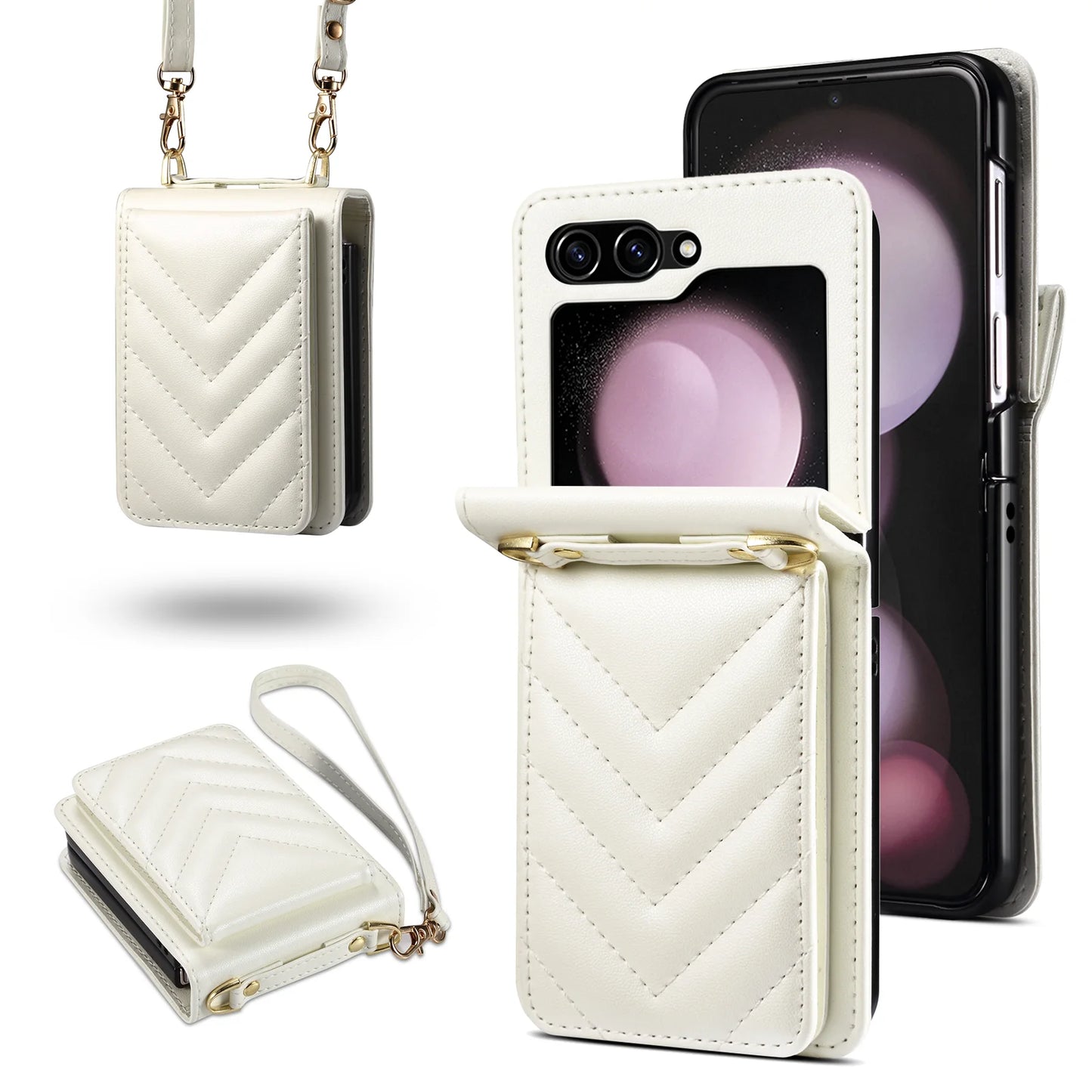 Anti-Knock Wallet Cell Phone Coque Case for Samsung Galaxy Z Flip 5  Flip4 Flip 3 4 Flip5 Flip6 Card Slot Business Leather Cover