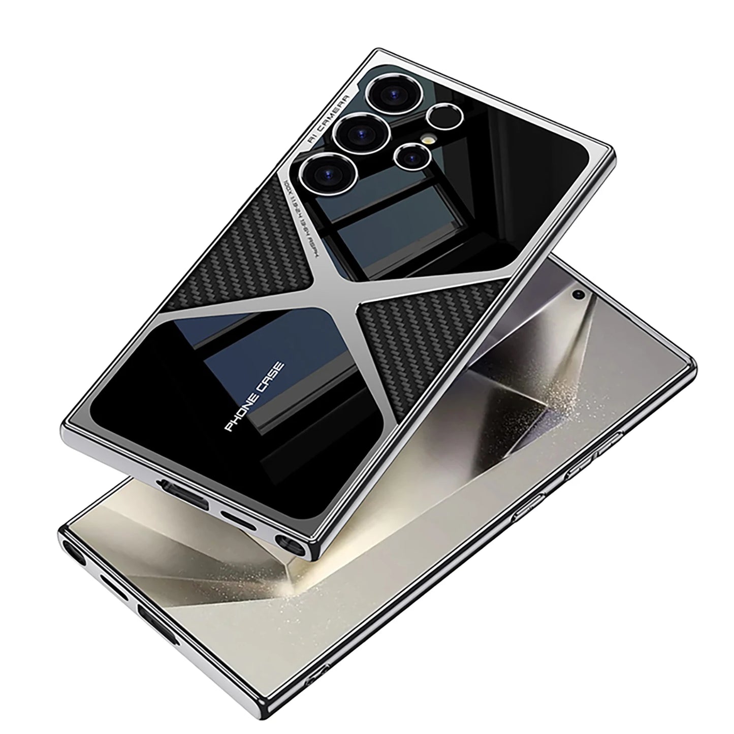 Plated Leather S24Ultra Phone Case For Samsung Galaxy S23 S24 S25 Ultra Supersonic TPU Soft Shockproof S25Ultra Protection Cover