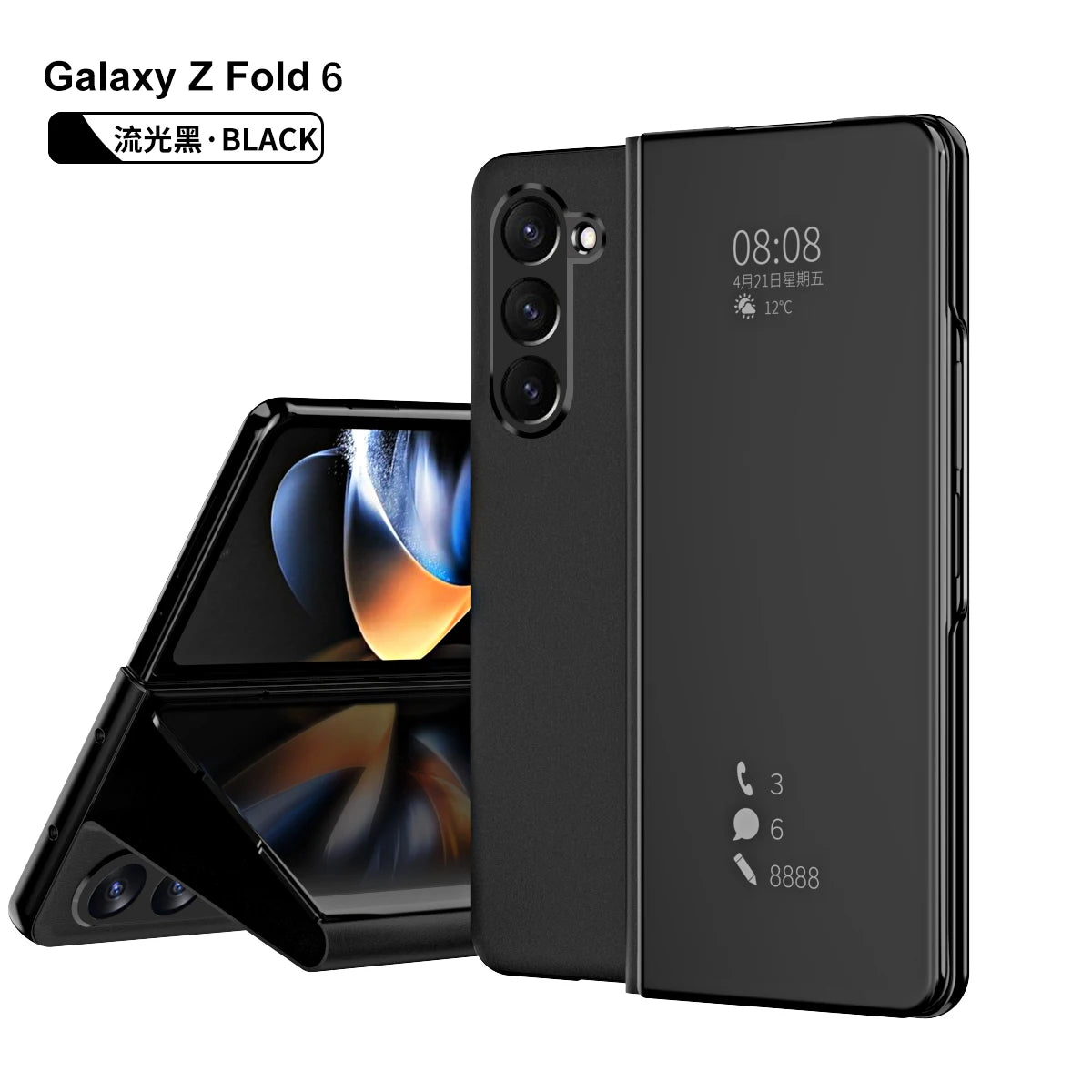 Magnetic Mirror Clear luxury Phone Case for Samsung Galaxy Z Fold 6 5 4 3 5G Fold6 Fold5 Smart Window PU Leather Case Full Cover
