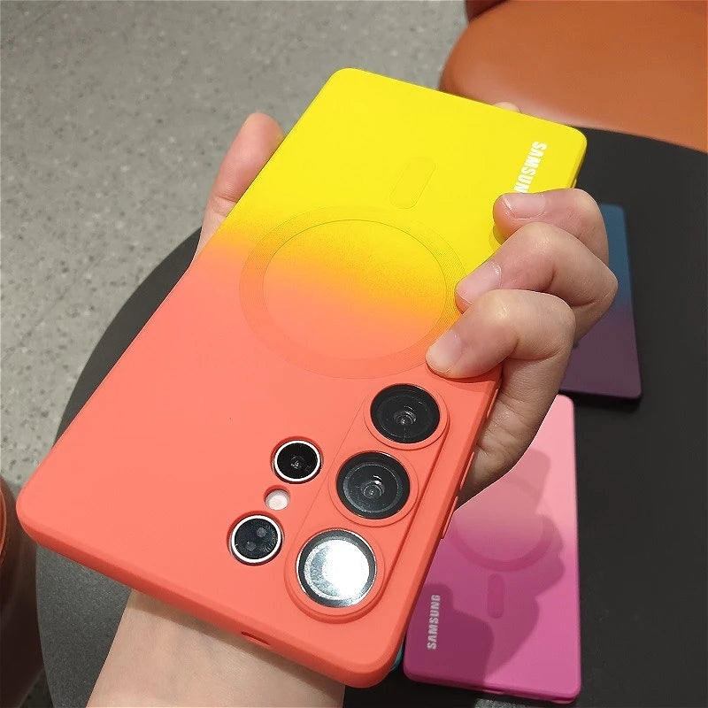 Comes With Lens Film Gradient Color Case For Samsung Galaxy S25 S24 S23 S22 S21 S20 Ultra Plus S21 S20 FE Soft Silicone Cover