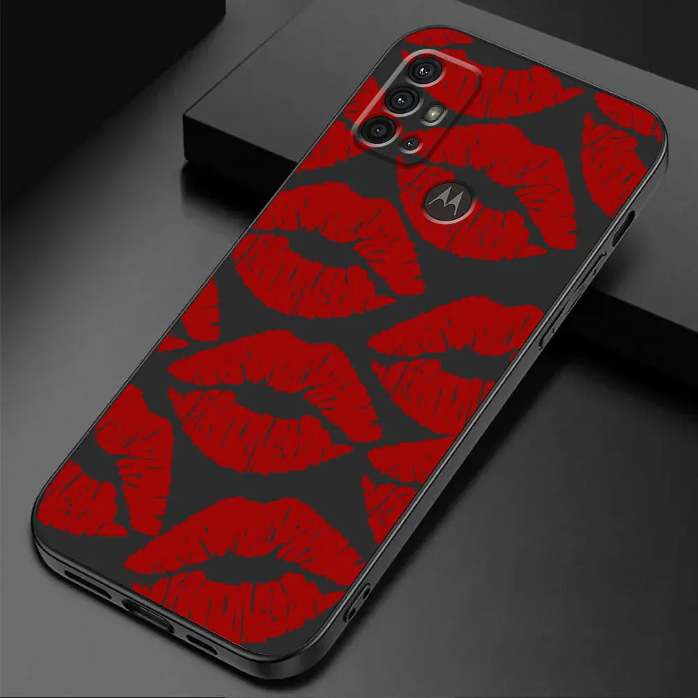 TPU Soft Phone Case for Motorola Moto G50 G32 G52 G53 G30 G60 G71 G72 G22 G51 G31 G73 G60s Sexy Girl Red Black Lips Kiss Cover