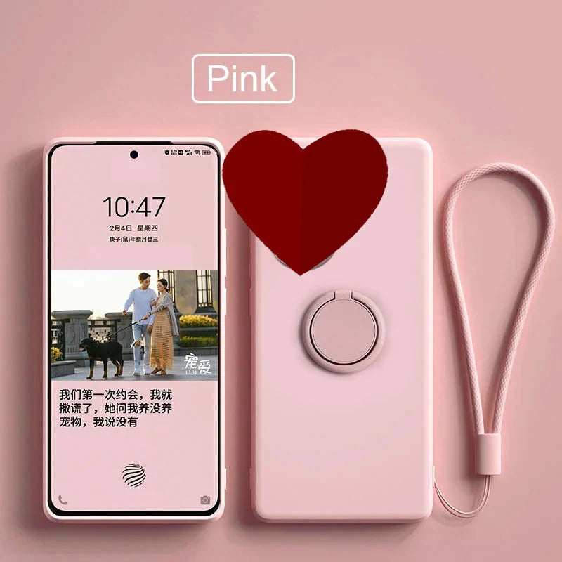 Case for Motorola Edge 60 Fusion Finger Ring Stand Holder Slicone Cover for Edge 60s50Neo Solid Color Lens Protection Soft Funda