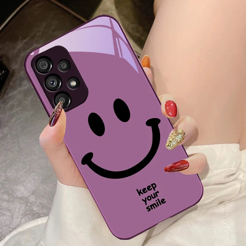 Tempered Glass Phone Case For Samsung Galaxy S10 4G S20 11E 30 S21 21Fe 22 Pro S23 Ultra 5G S8 S9 Plus Keep Your Smile