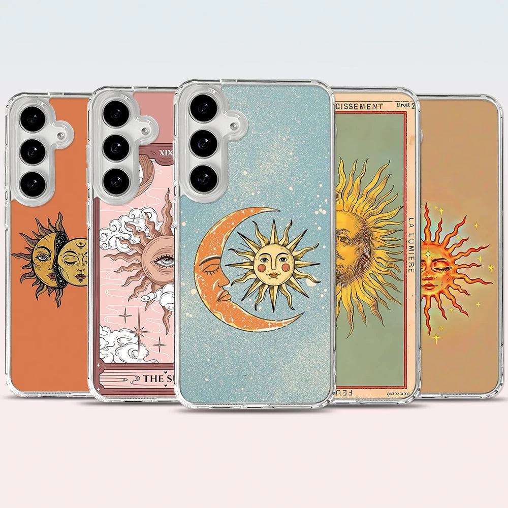 Retro Tarot Sun Moon Stars Magnetic Phone Case for Samsung Galaxy S25 Ultra S24 FE S22 S23 Plus A55 A56 A36 A16 5G Cover