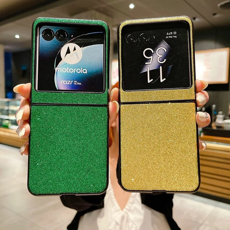 Luxury Bling Glitter Phone Case For Motorola Razr 50 40 Ultra Moto Razr40 Razr50Ultra 2023 Slim Hard Plastic PU Leather Cover