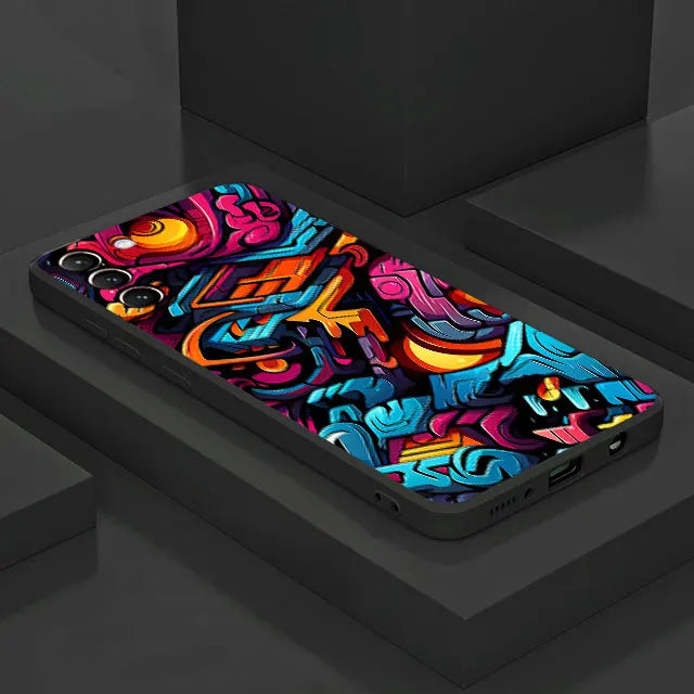 Phone Case For Samsung Galaxy S25 S24 Ultra S23 FE Note 20 10Plus S22 S21 S25Plus Soft Shell Cover Colorful Lines Graffiti