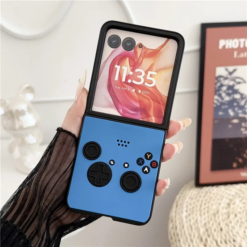 Classic Handheld Game console Phone Case For Motorola moto razr 50 Ultra 50ultra Folding flip 3D Key X Y A B Leather Cover