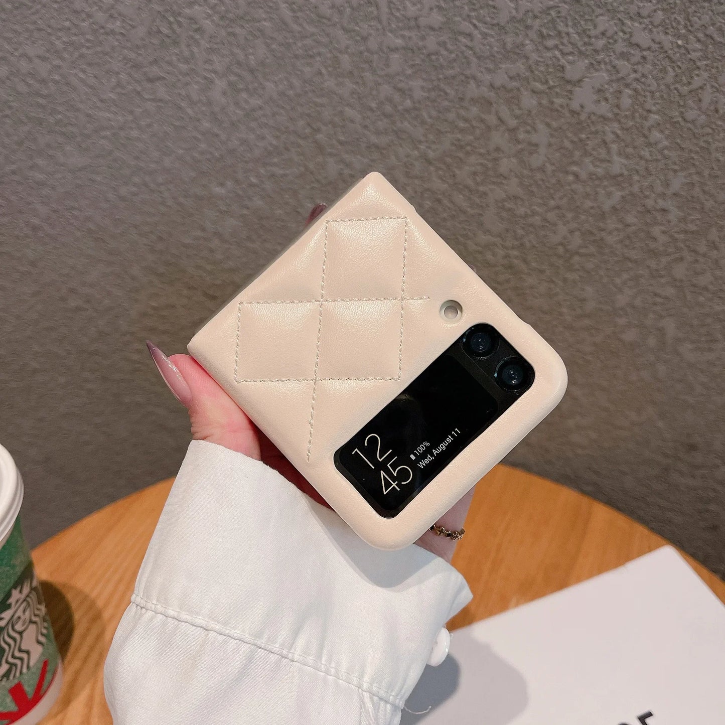 Luxury Leather Cover For Samsung Galaxy Z Flip 3 4 5 6 Flip5 Flip6 5G Rhombus Lattice Card Slot Holder Bag Wallet Phone Case