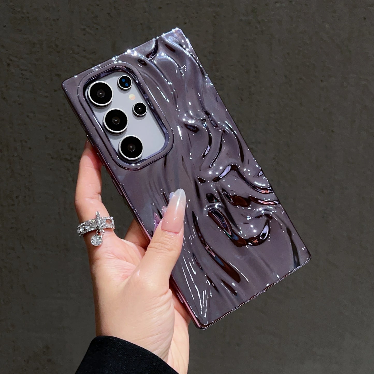 3D Plating Wave Wrinkle Matte Solid Color Case For Samsung S25 S24 Plus S23 Ultra FE A56 A36 A26 A16 A06 A55 A35 A25 Soft Cover