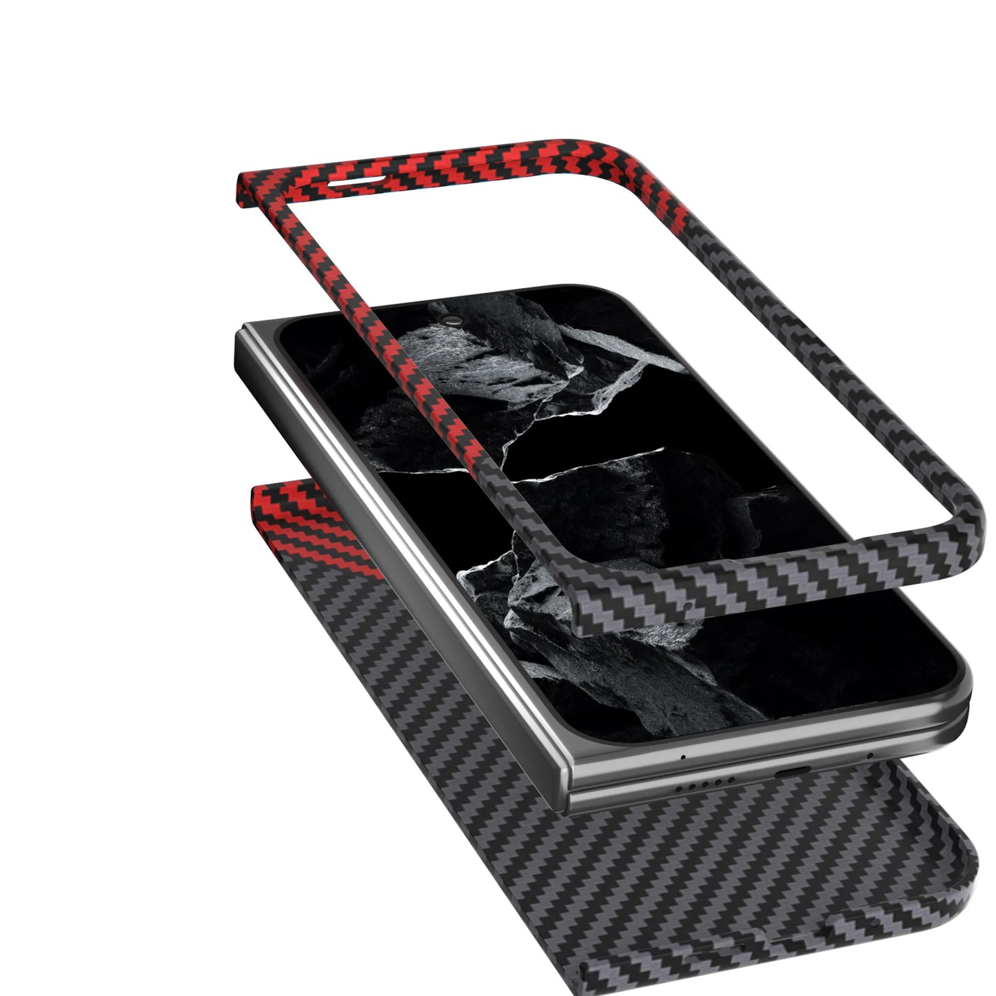 Ultra-Thin Skin Feel Matte Frosted Carbon Fiber Decal Case for Google Pixel 9 Pro Fold Shockproof Folding Protective Cover Funda