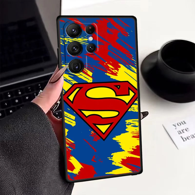 Luxury S-Supermans Comics Cool For Samsung Galaxy S24 S23 S22 S21 S20 FE S10 S10E Plus Ultra Pro Lite 5G Black Funda Phone Case