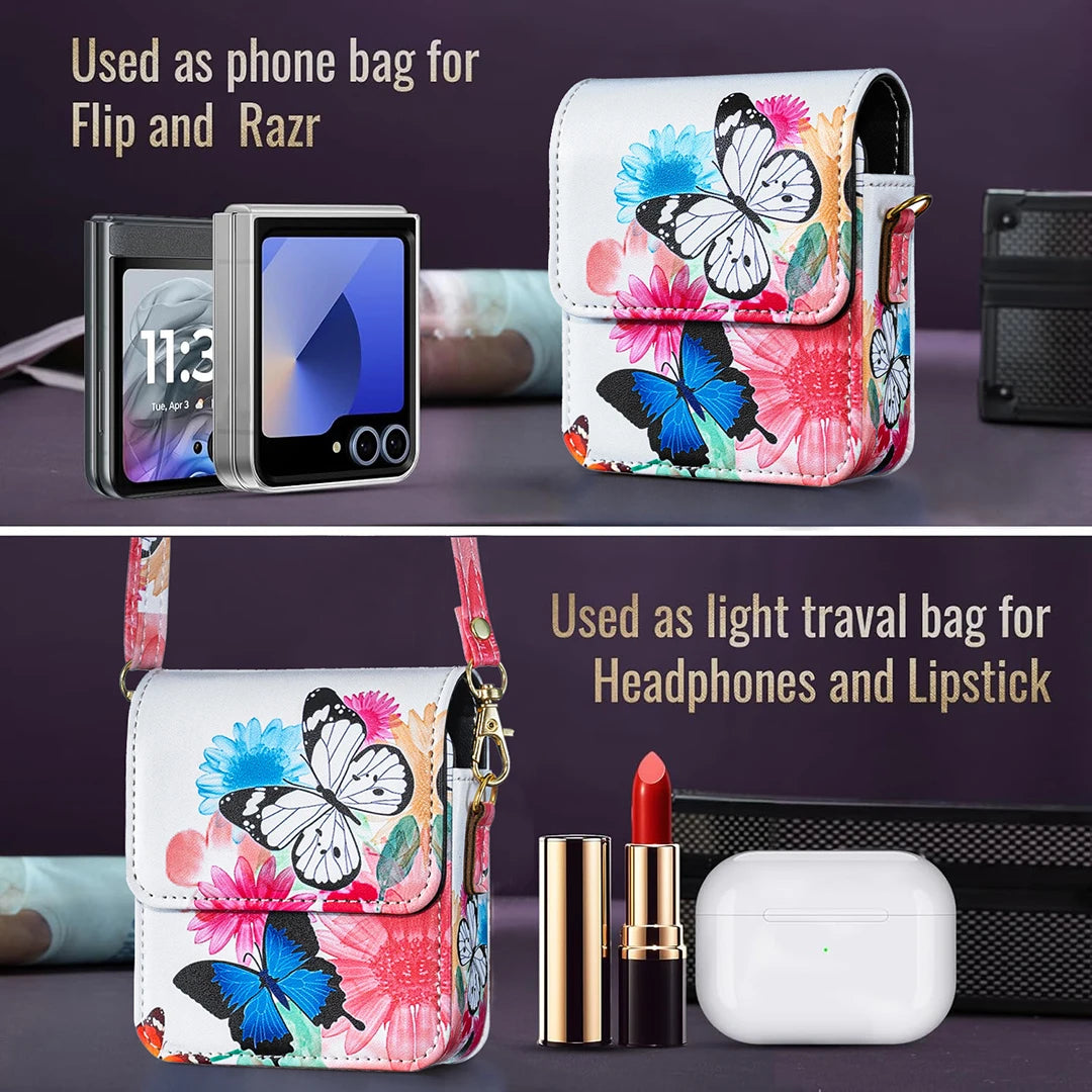 For Moto Razr 60 Ultra 50 40 Razr60 Razr50 Razr 40 Razr 2022 Case Painted Pattern Leather Phone Bag BFB05