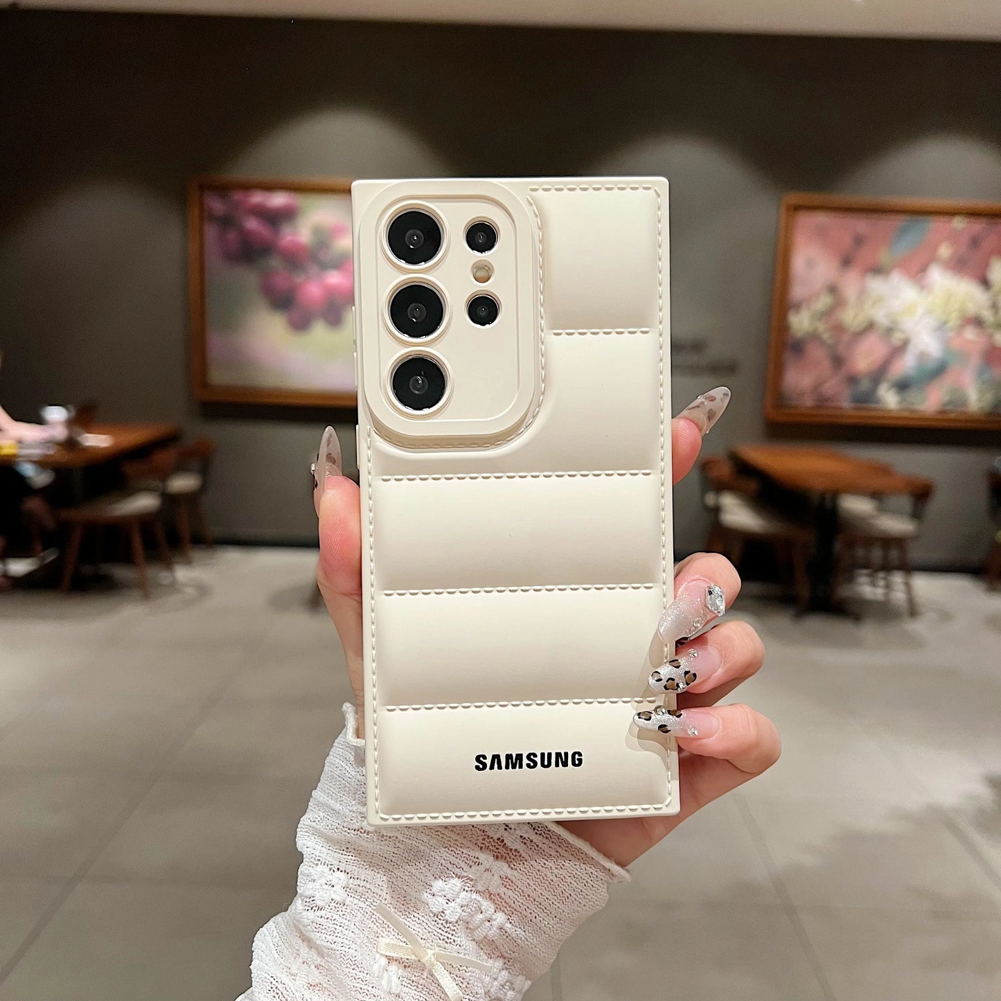 Wave Puffer Down Jacket Phone Case Samsung S25 S24 S23 S22 Ultra S21 Plus S20 Note 20 A72 A54 Solid Color Shockproof Soft Cover