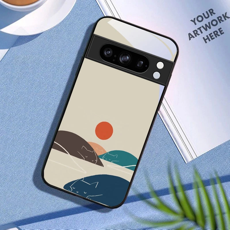 Richu Mountain For Google Pixel 8 P Ixel 7 Pi Xel 7A Pix El 8A G Oogle 9 9A 9Pro Pixe L 9Pr O XL Black Glass Phone Case