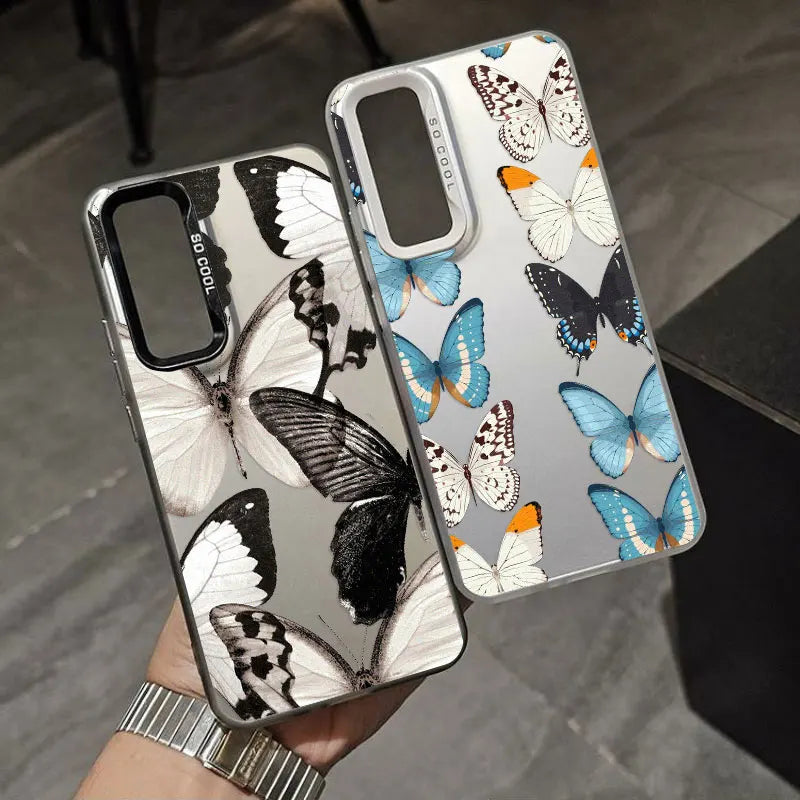 For Samsung Galaxy S25 S24 S23 S22 Ultra Plus S21 S23 S24 FE Laser Phone Case New Fashion Elegant Butterfly Shockproof Covers