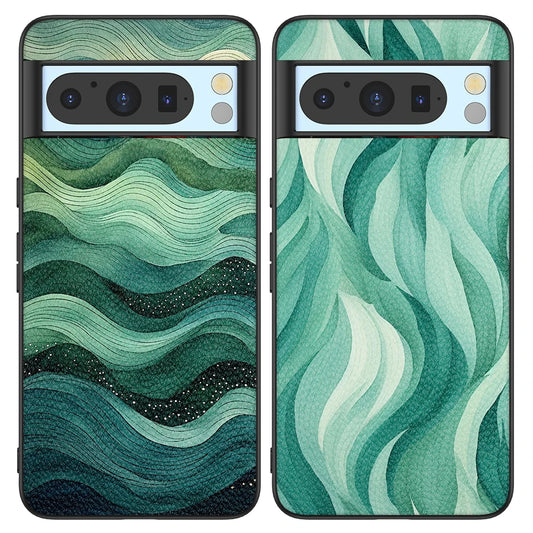 Back Cover Leather Case for Google Pixel 4 XL 4A 5 5A 5G 6 Pro 6A 7 Pro 7A 8 Pro 8A High Quality with Green Stripe Pattern Print