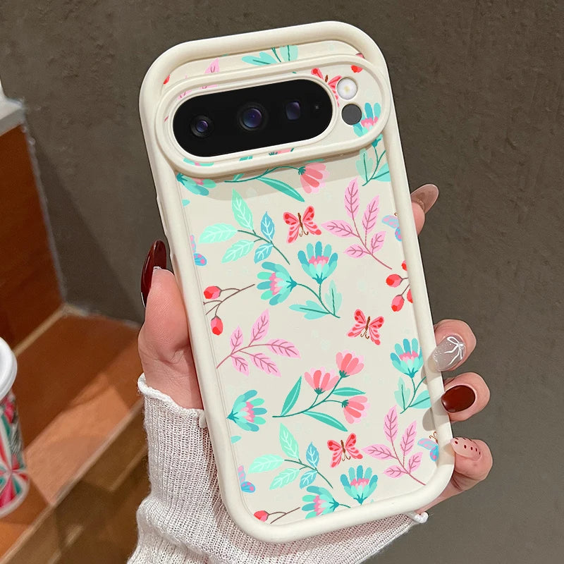 Shockproof Colorful Flower Soft TPU Case For Google Pixel 8 Pro 8A 7A Pixel 9 Pro XL Solid Color Phone Cover For Pixel 8 9 7 Pro