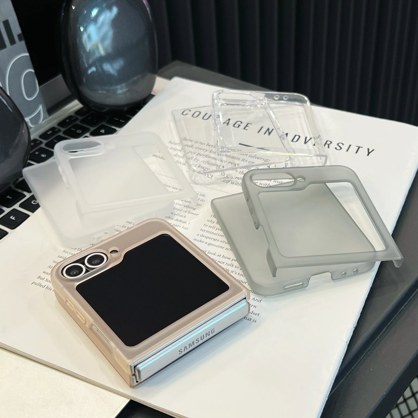 Ultra-Thin Matte PC Folding Phone Case For Samsung Galaxy Z Flip ZFlip 6 5 4 3 Zflip6  Zflip5 Zflip4 Protective Cooling Cover