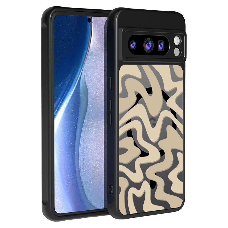 Matte Magnetic Case For Google Pixel 9 8 7 Pro 8A 7A Pixel 9 Pro XL For Magsafe Wireless Charging Curved Stripes Phone Cover