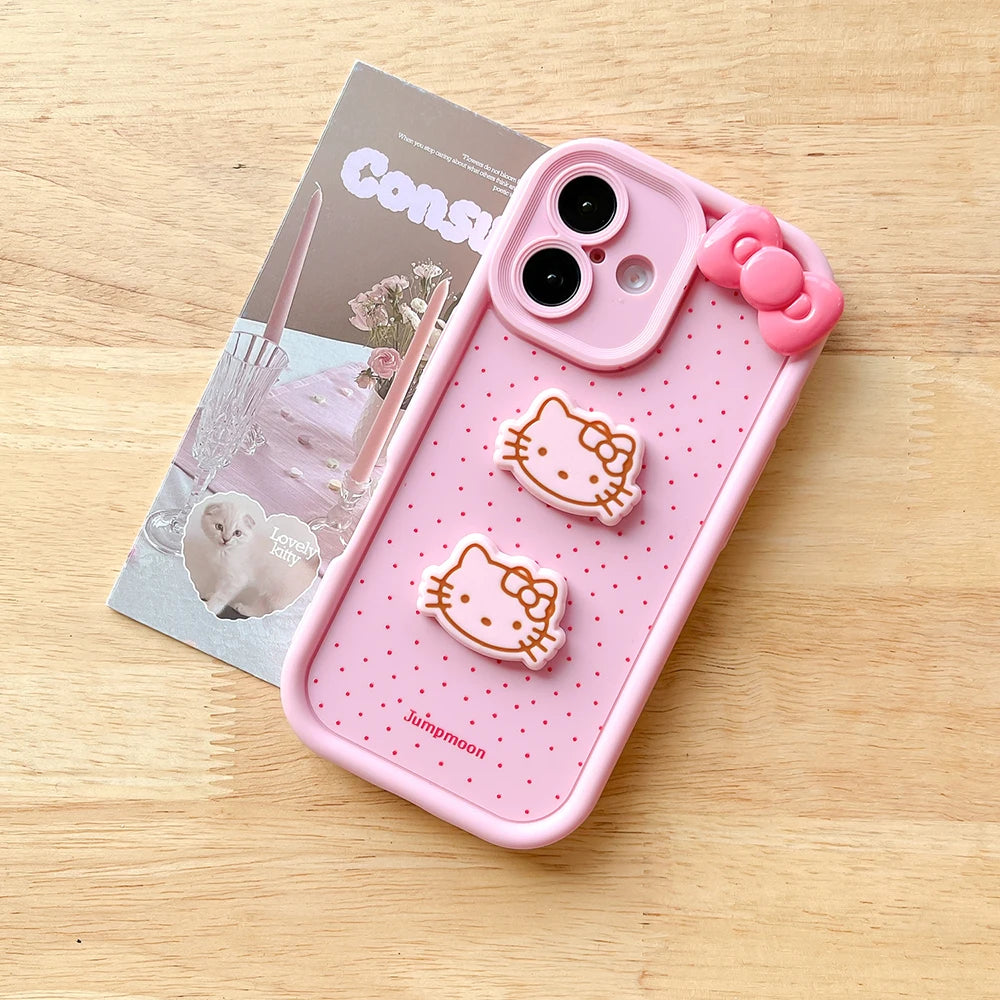 For Motorola Moto Edge 50 G24 Power G13 G53 G55 G35 G84 G85 G14 G54 E13 E22 Kitty Bowknot Toy Cartoon Multistep Soft Phone Case