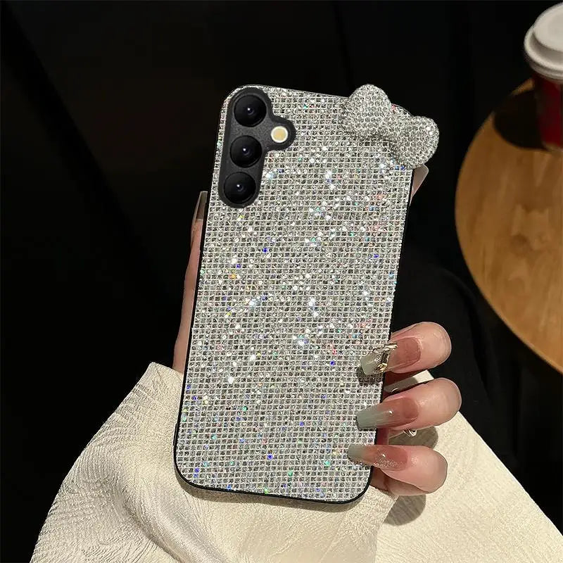 Luxury Shiny 3D Diamond Bowknot Phone Case For Samsung Galaxy S25 Ultra S24 S23 S22 Plus FE S25Edge Lovely Soft Cover