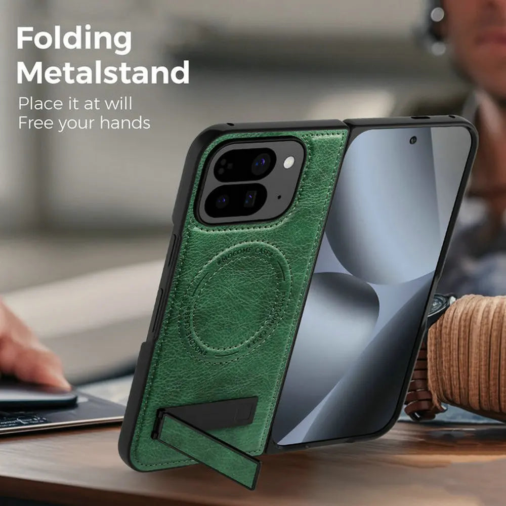 Pixel10 Pro Fold 5G Luxury Case Wireless Charging Leather Magnet Back Stand Coque For Google Pixel 10 Pro Fold Armor Cover