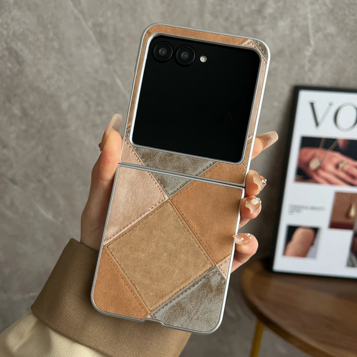 Fashion Retro Leather Case for Motorola Razr 50 Ultra Moto Razr50 5G 2-piece Set Protection Plain Anti-Scratch Lightweight Cover