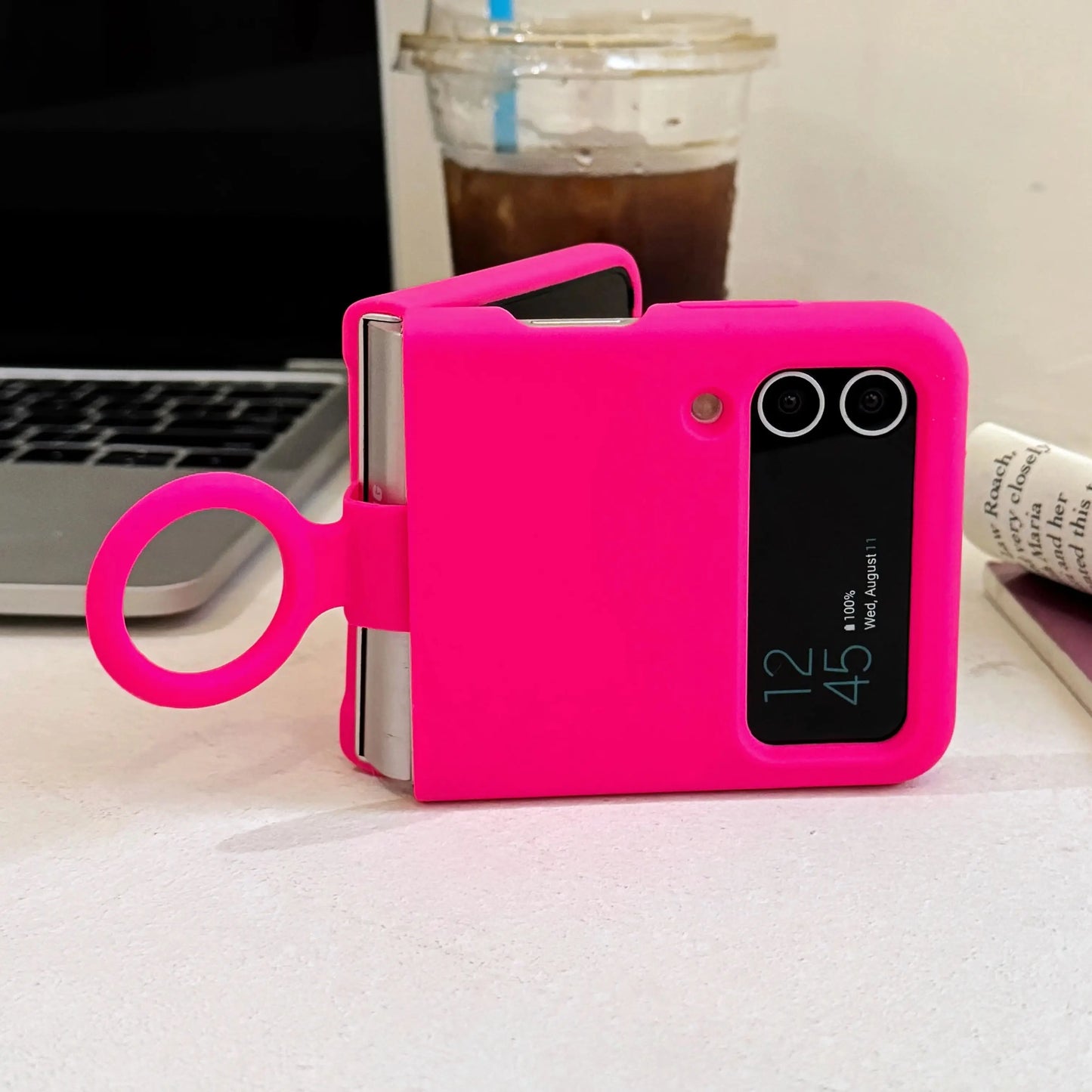 Ring Holder Matte Liquid Silicone Protective Cases For Samsung Galaxy ZFlip4 ZFlip3 Solid Color Soft Bumper Shockproof Cover