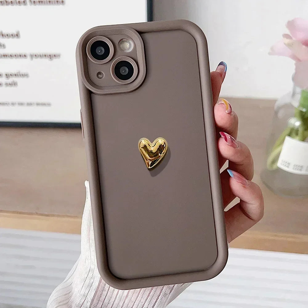 3D Gold Love Heart Lanyard Case for Samsung S25 Plus Ultra S24 FE A16 06 26 36 56 M13 M35 M55 M32 Wrist Chain Strap Phone Cover