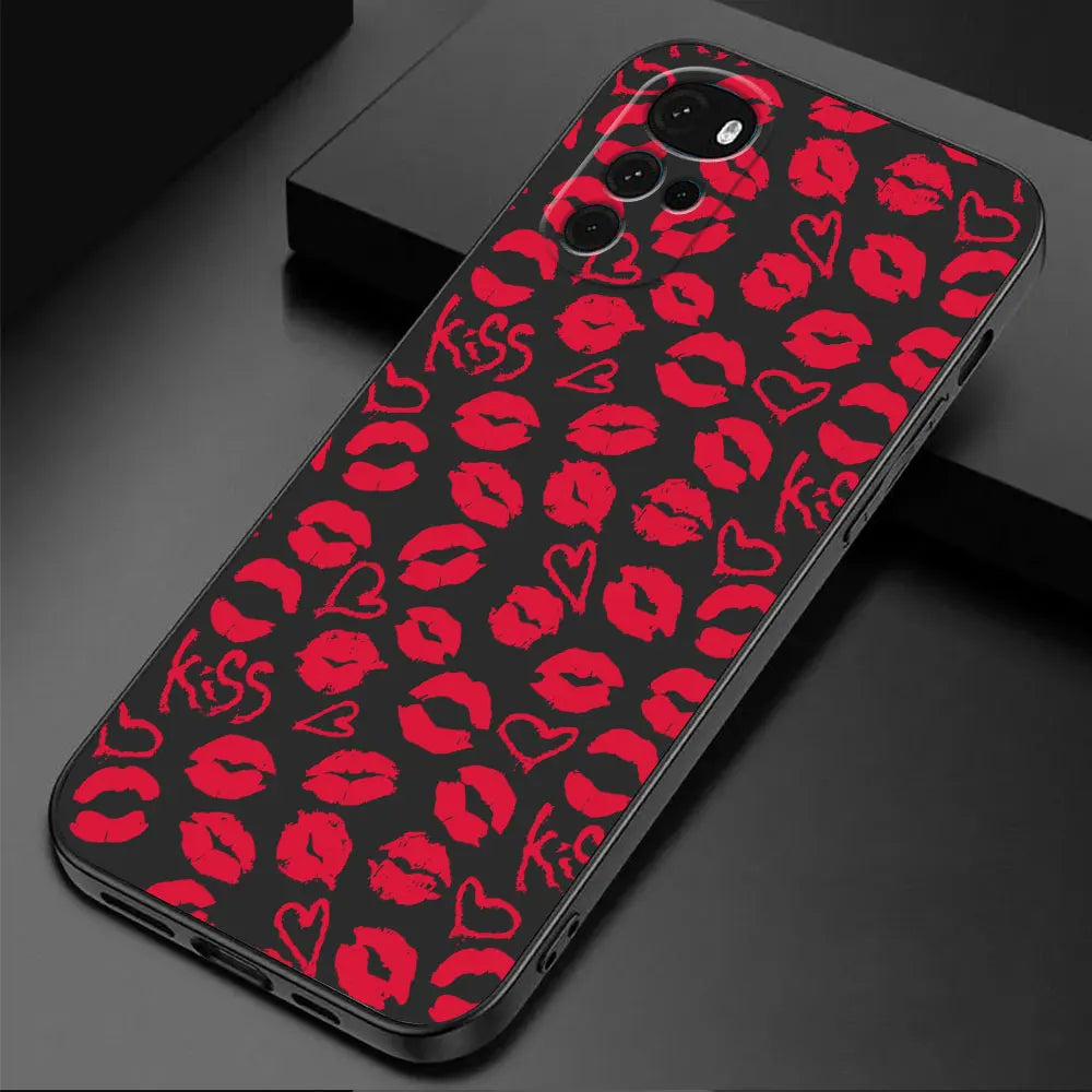 TPU Soft Phone Case for Motorola Moto G50 G32 G52 G53 G30 G60 G71 G72 G22 G51 G31 G73 G60s Sexy Girl Red Black Lips Kiss Cover