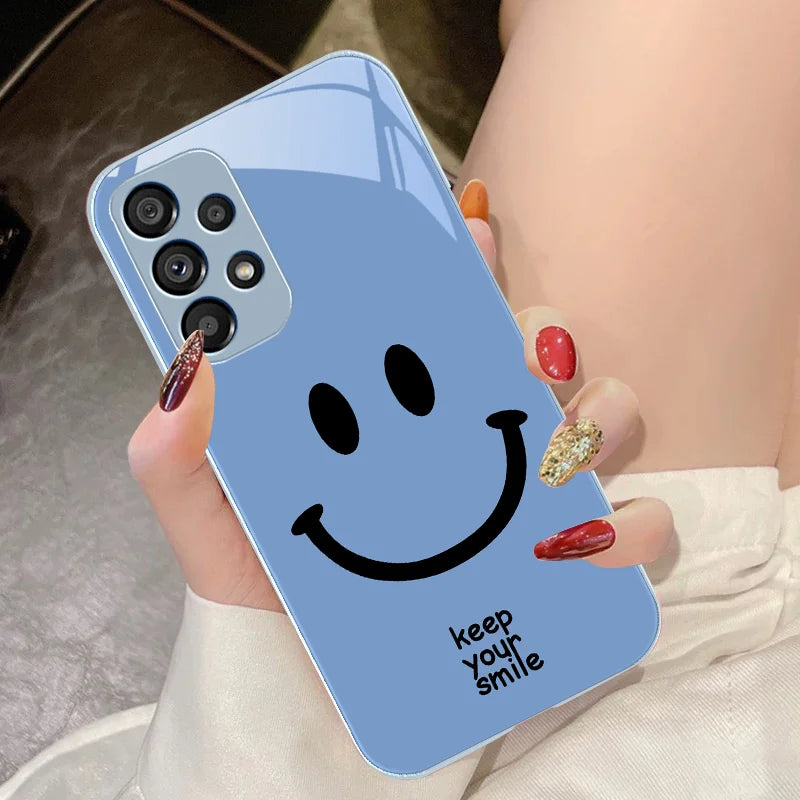 Tempered Glass Phone Case For Samsung Galaxy S10 4G S20 11E 30 S21 21Fe 22 Pro S23 Ultra 5G S8 S9 Plus Keep Your Smile