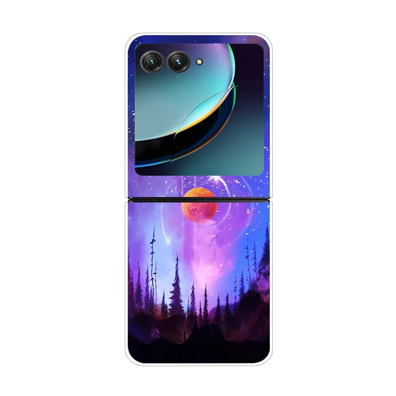 Case For Motorola Razr 40 Ultra Transparent Hard Folding Luxury Pattern For Motorola Moto Razr 40 Ultra Clear Cover Razr40 Ultra