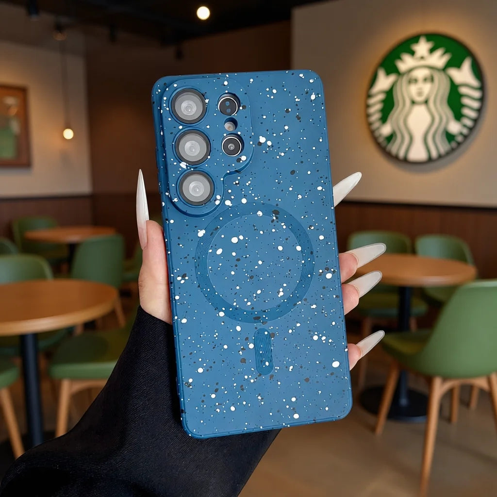 Glitter Ink Splashing Graffiti Magnetic Case for Samsung Galaxy S26 Ultra S25 S24 S23 S22 S21 Plus A55 A36 A17 TPU Soft Cover