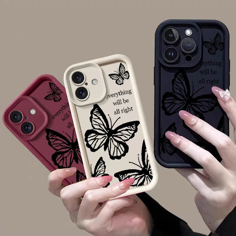 Black Butterfly Case for Motorola Moto Edge 40 Neo 50 Pro 50 Fusion 5G G84 G14 G04 G32 G35 G52 G30 G60S G53 G22 E13 E14 Casing