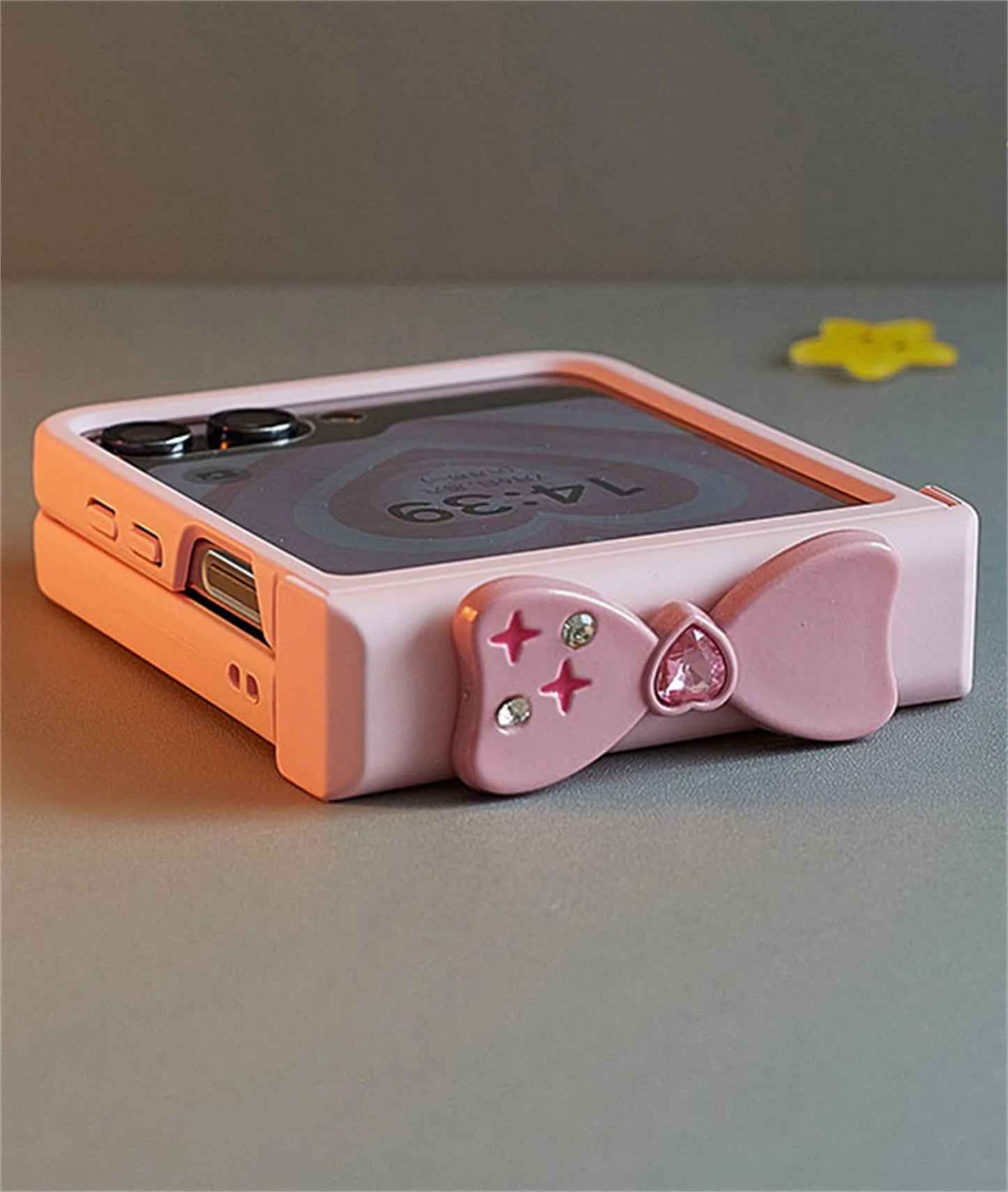 Fashion New Korean ins Pink Star Diamond Bow Solid Color Phone Case for Galaxy Z Flip 5 Z Flip5 5G Zflip5 Zflip 6 Cover Funda