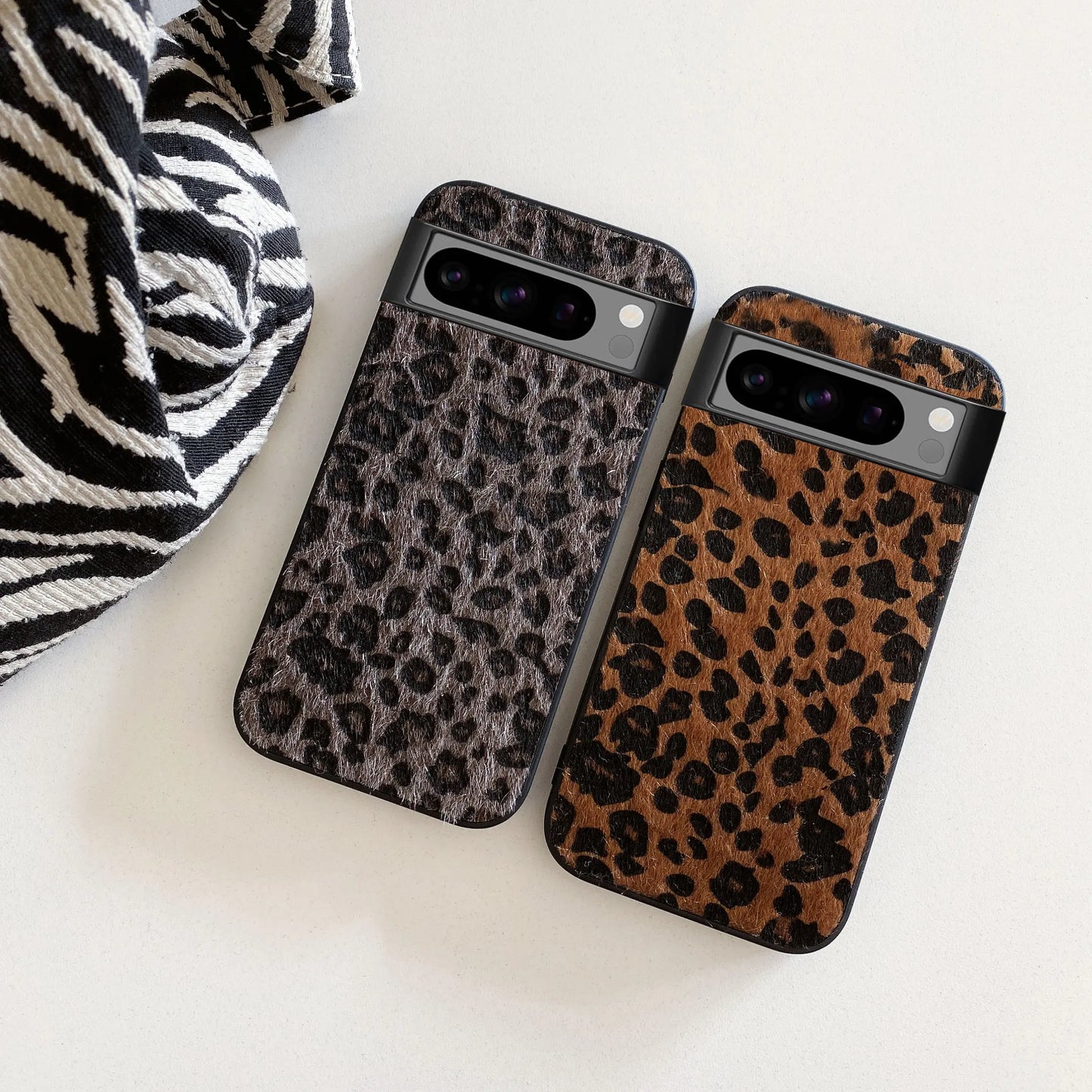Retro Leopard Print Phone Case Plush Textured Phone Case Protective Cover for Google Pixel 10 9 Pro XL 6 Pro 7 Pro 7A 8 8A 9A 6A