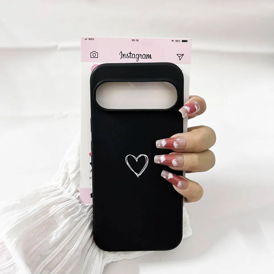 INS Cute Simple Love Heart Pattern Phone Case For Google Pixel 9 Pro XL 8A 8 Pro 10 7 6A 5G Fashion Clear Soft TPU Cover Fundas