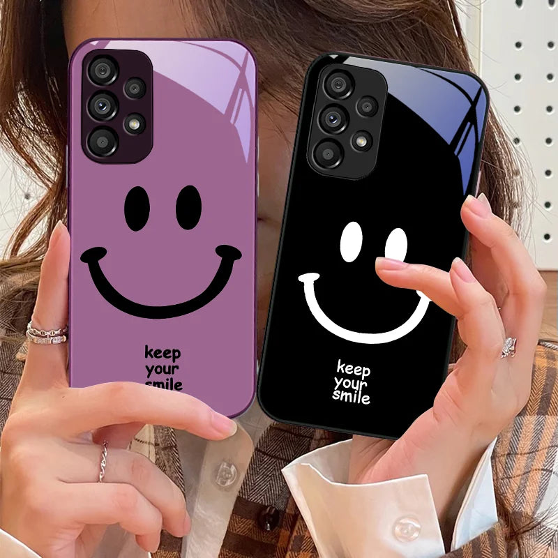 Tempered Glass Phone Case For Samsung Galaxy S10 4G S20 11E 30 S21 21Fe 22 Pro S23 Ultra 5G S8 S9 Plus Keep Your Smile