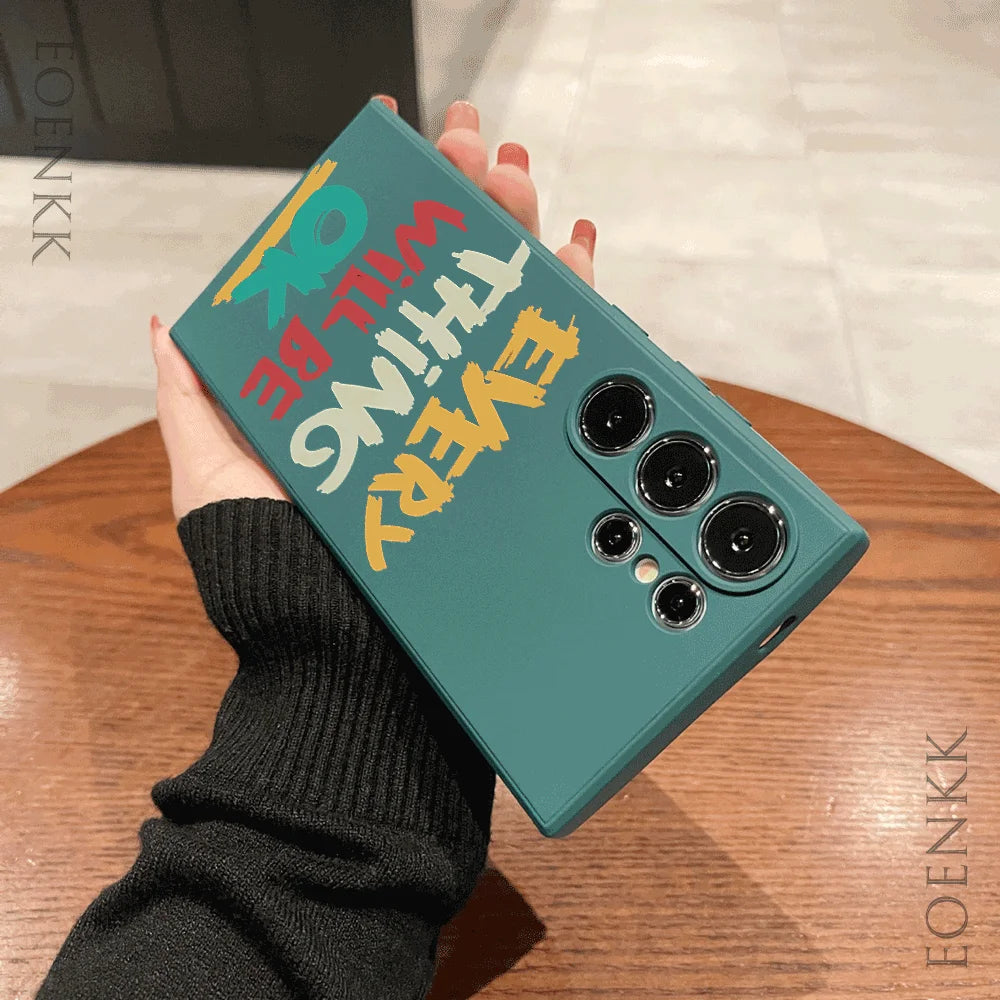 Simple Letters Silicone Case For Samsung Galaxy S25 S24 S23 S22 S21 Ultra FE A35/A54/A55/A34 5G Note 10/20 Plus Anti-Slip Cover