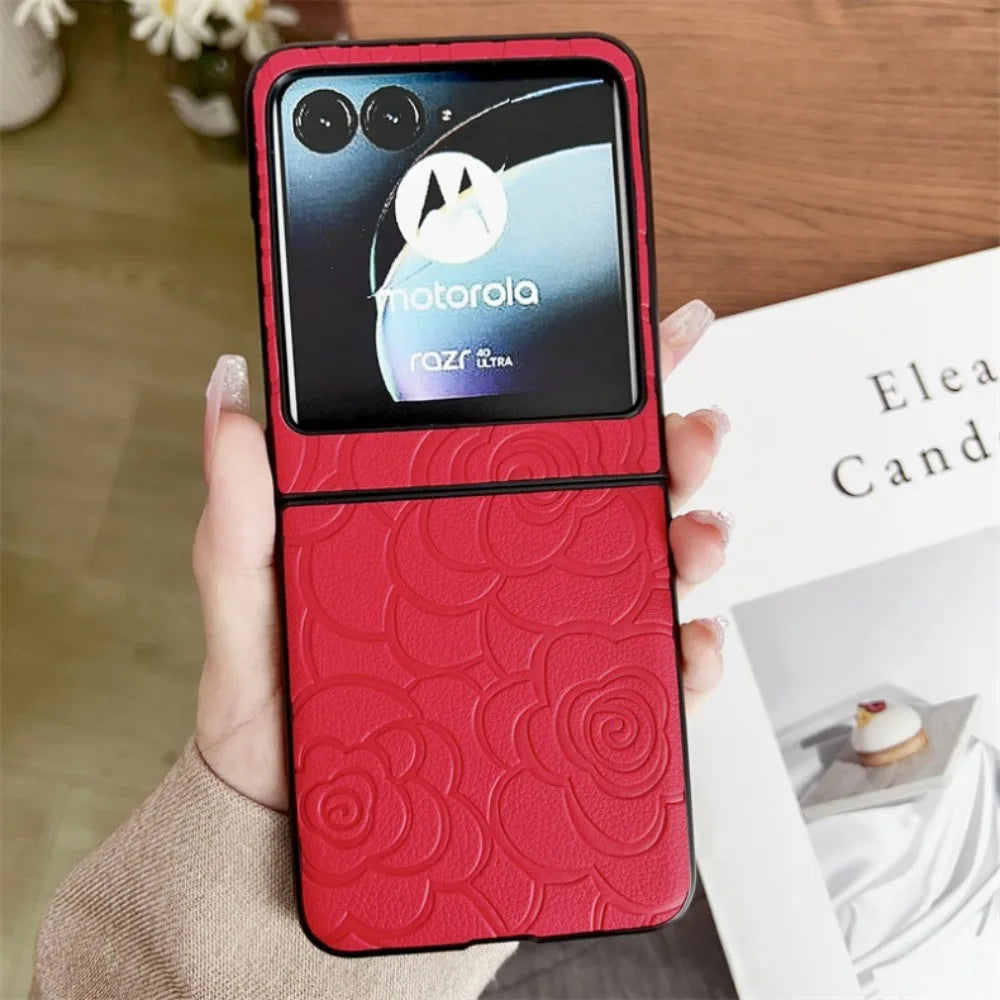 Moto Razr 50 Ultra 2024 Flower Leather Phone Case for Motorola Razr 50 40 Ultra Razr 50 40 Protective Shockproof Cover