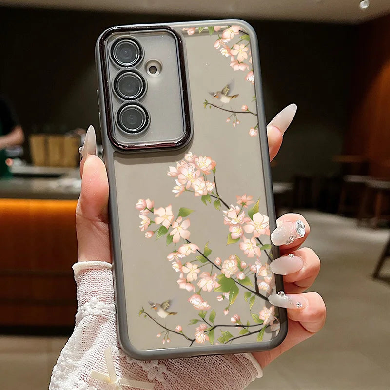 Flower Pattern Soft TPU Case For Samsung Galaxy A56 A55 A54 A15 A16 A25 A35 A36 A53 5G S25 S24 Ultra S21 S23 S24 FE Phone Cover