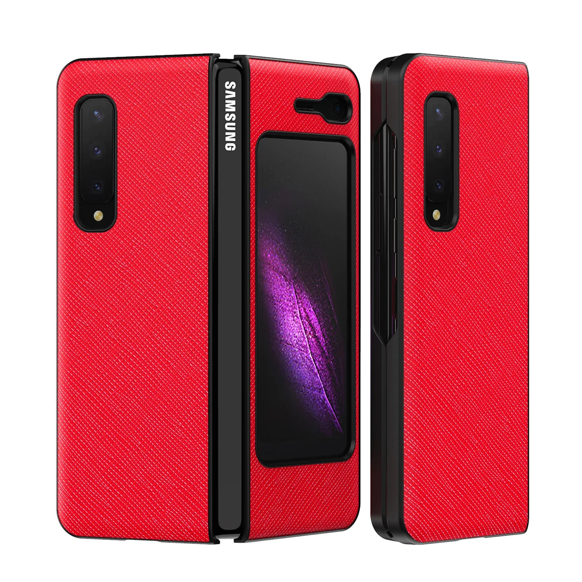 Ultra-Thin Cross Texture Leather Case for Galaxy Z Fold 1/Z Fold 2/Z Fold 3/Z Fold 4/Z Fold 5 Shockproof Folding Protective Case