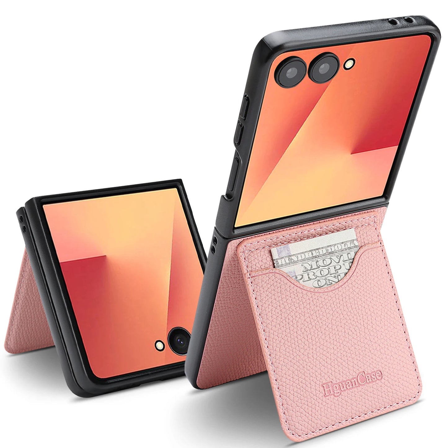 Leather Wallet Case for Samsung Galaxy Z Flip 7 6 5 4 3 Fe Flip7 Flip6 Flip5 Flip4 Flip3 Card Slots Holder Kickstand Phone Cover