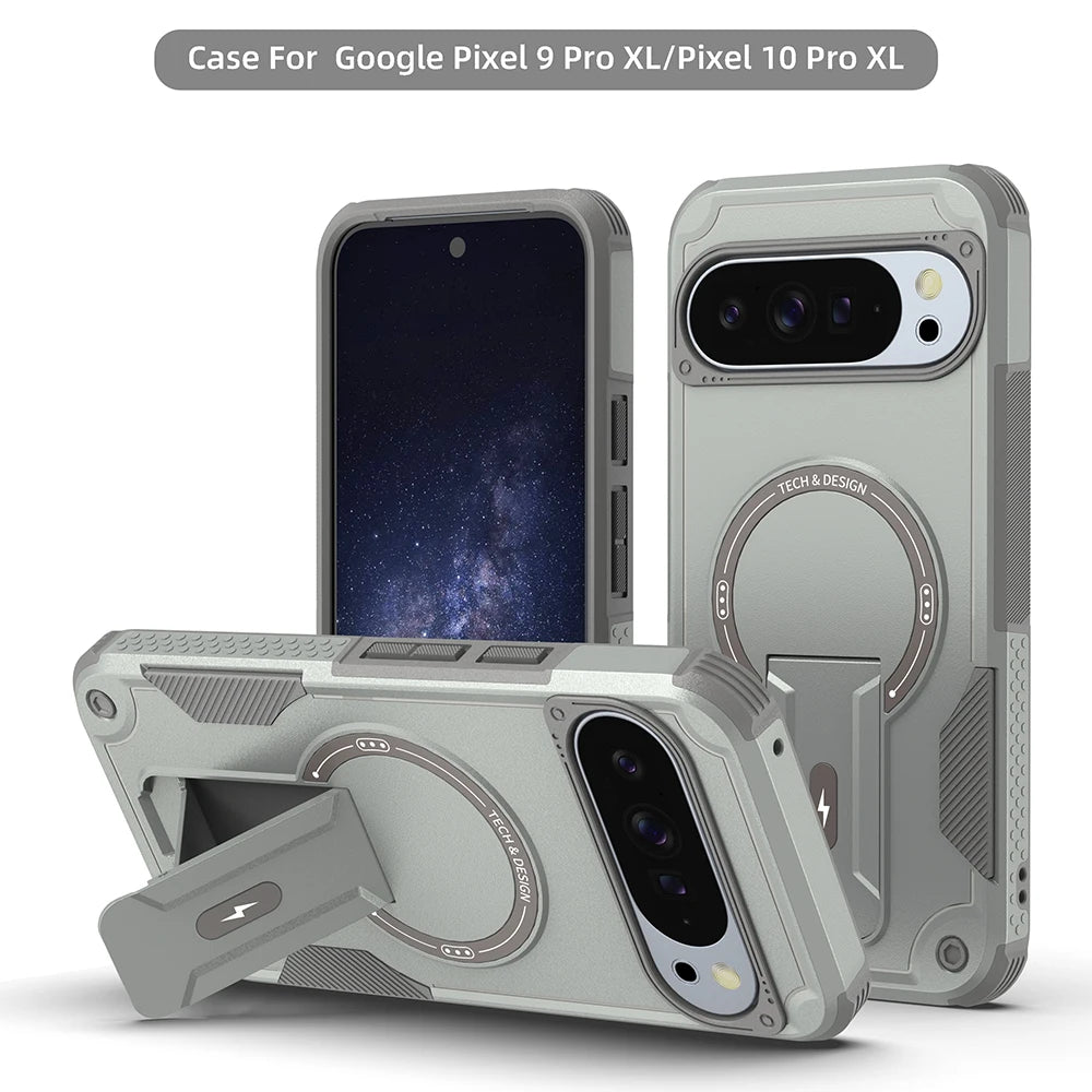 Luxury Armor Magnetic Holder Case For Google Pixel 10 10Pro 9 9Pro XL or Magsafe Wireless Charging Business Shockproof Cover