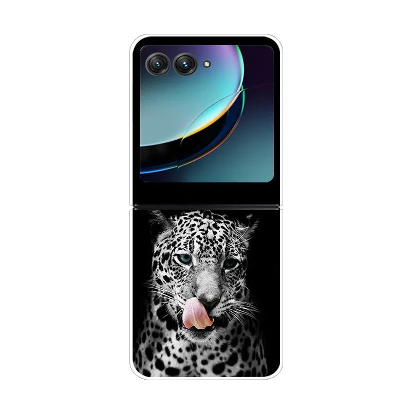 For Moto Razr40 Ultra 5G Case Plastic Wolf Lion Marble PC Hard Back Covers for Motorola Razr 40 Ultra Razr+ Razr4 2023 Capa