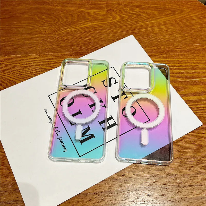 Rainbow Gradient Phone Case For Motorola moto G 5G 2025 Stylus Edge50 fusion G85 G45 G34 Magsafe Magnetic Cover Funda